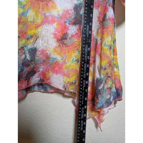 Abstract Floral Lace Up Blouse Womens Size Large Boho Festival Artistic Flowy - Picture 5 of 10